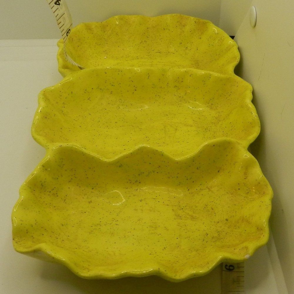 Yellow Speckled Serving or Candy Dishes Vintage Glass